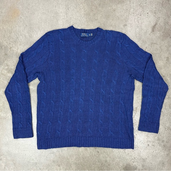 Polo Ralph Lauren 100% Linen Cable-Knit Indigo Sweater